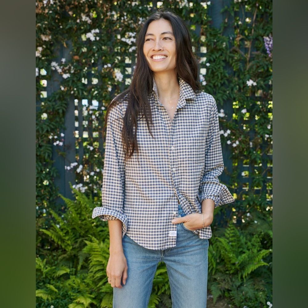 Frank & Eileen Womens Barry Cotton Button-Up Black Gingham shirt - Picture 4 of 8